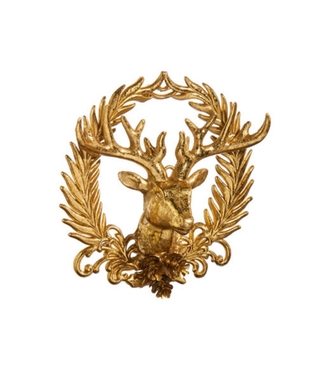 6" Deer with Wreath Emblem Ornament