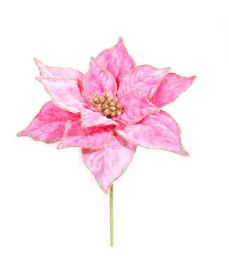 21" Hot Pink Velvet Poinsettia Stem