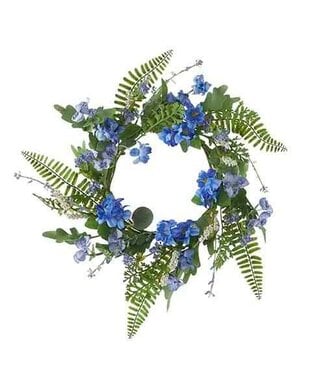 13” Floral and Fern Mini Wreath-Candle Ring