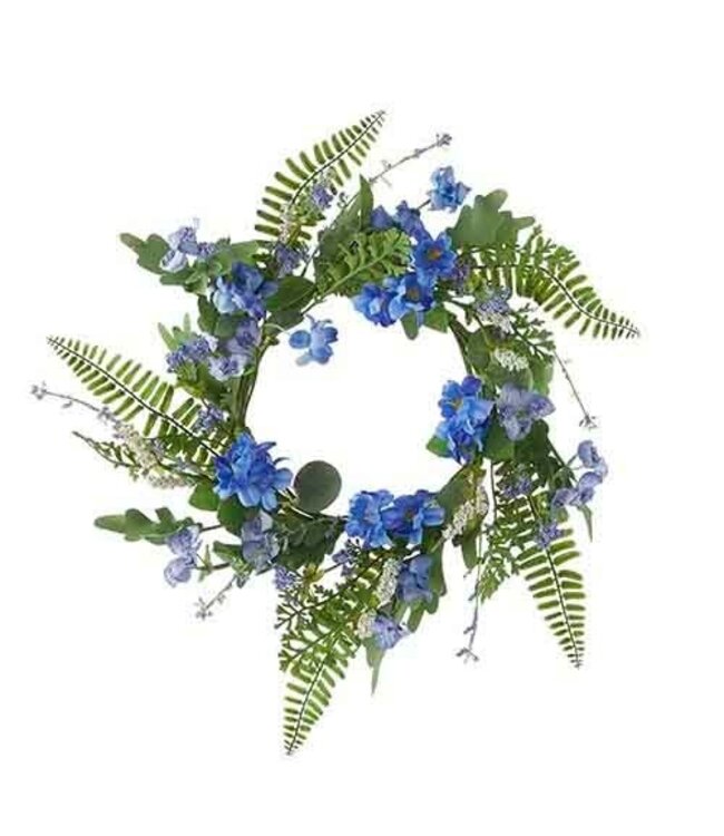 13” Floral and Fern Mini Wreath-Candle Ring