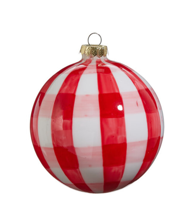 5" Red Gingham Ball Ornament