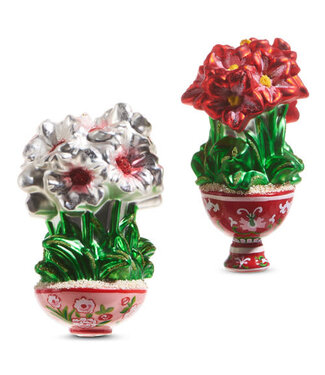 5" Potted Amaryllis Ornament - Sold Individuall