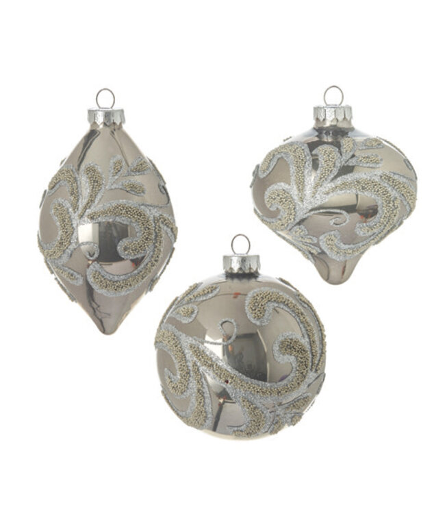 5" Beaded Scroll Ornament
