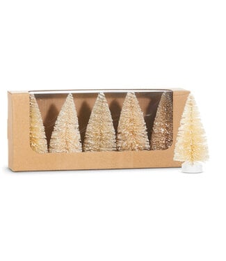 4" Box of Snowy Natural Bottle Brush Trees