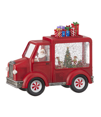 10.25 inch Santa and Elves Lighted Water Truck