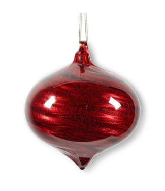 4 Inch Onion Glass Ornament w/Ribbon Swirl