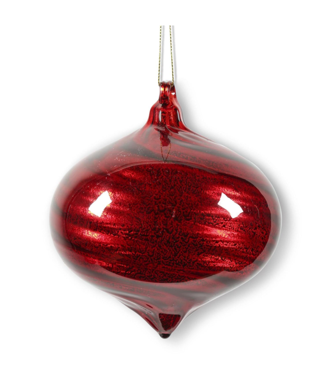 4 Inch Onion Glass Ornament w/Ribbon Swirl