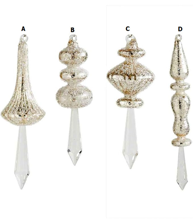 Beaded Crystal Finial Ornaments