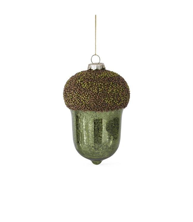 5.5 Inch Green Mercury Glass Acorn Ornament