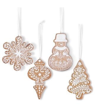 Brown Resin Glittered Gingerbread Ornaments