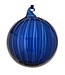 5” Glass  Clear Stripe Ball Ornament
