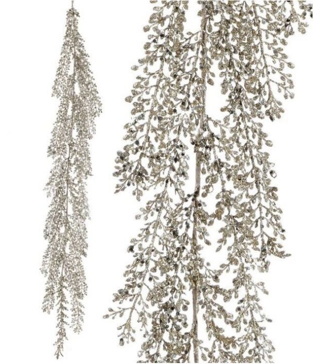 48" Glitter/Sequin Artemesia Garland-Platinum