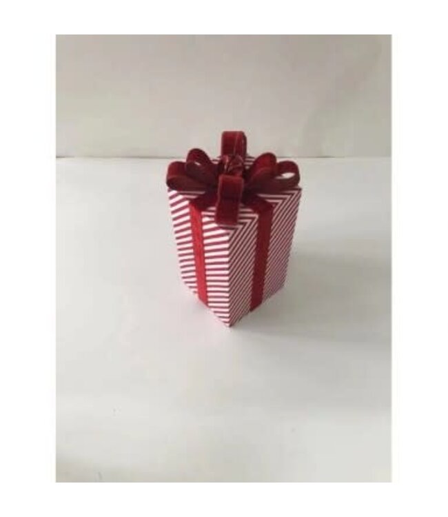 10" Glitter Stripe Gift Box With Jingle Bell