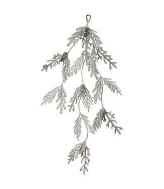 56" Snowy Pine Drop Garland with Cone