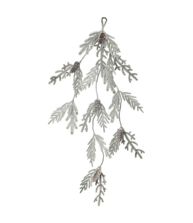56" Snowy Pine Drop Garland with Cone