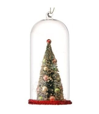 7.5” Deco Tree in Glass Dome Ornament