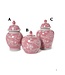 Hand-Painted Pink Chinoiserie Covered Jars - Ceramic