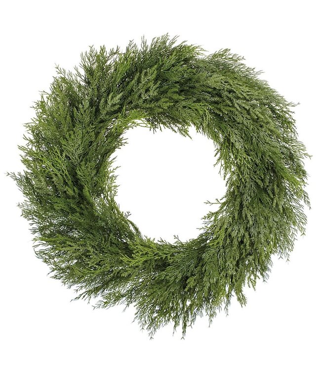 35" Glittered Ultra Deluxe Mixed Cedar Wreath Green