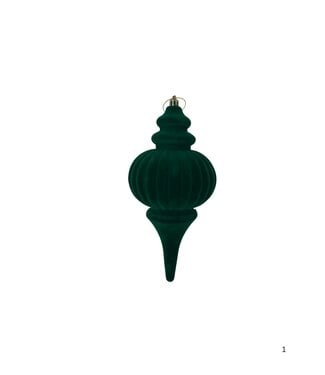 Plastic Flocked Finial Ornament - Green