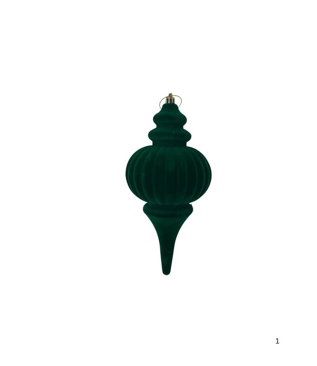 Plastic Flocked Finial Ornament - Green