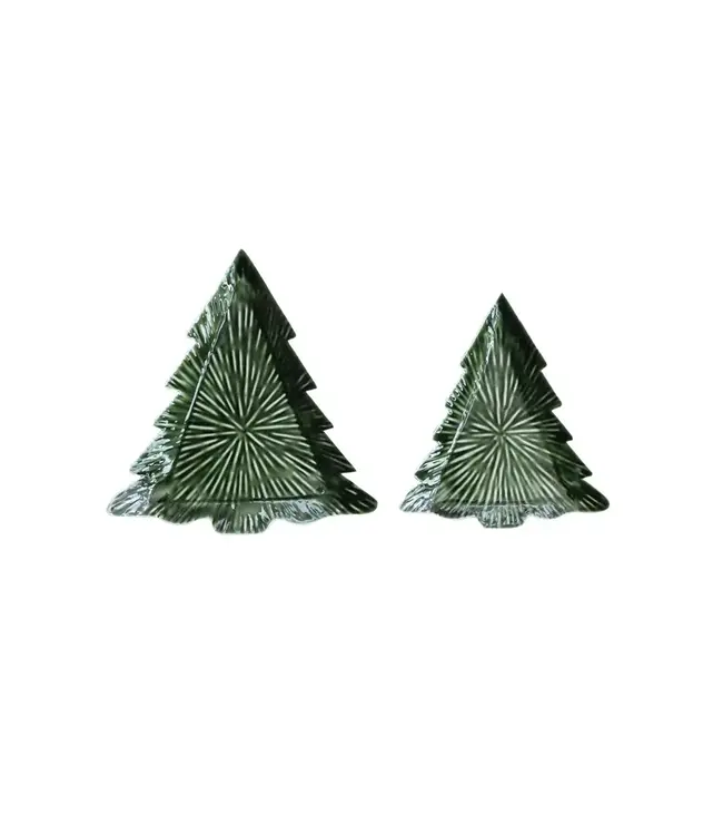 Enameled Metal Tree Shaped Trays, Green