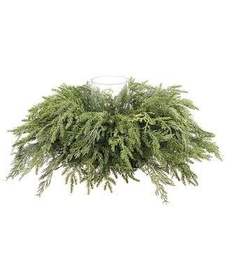 Glittered Ultra Deluxe Mixed Cedar Centerpiece With Glass