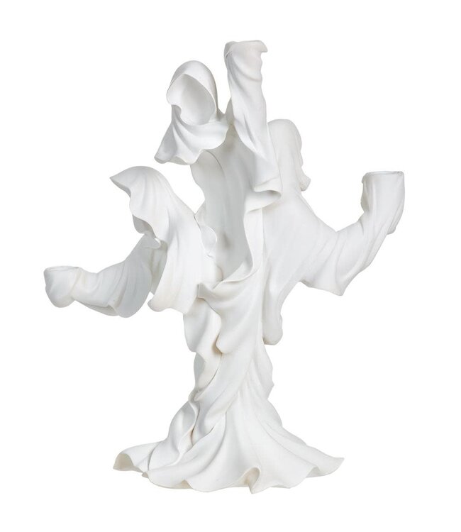 17" Ghost Taper Candle Holder  White