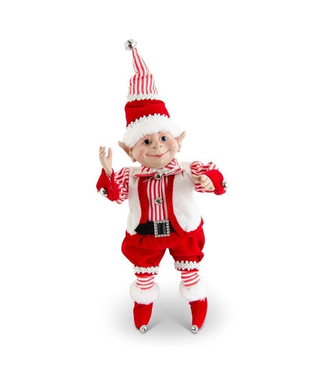 22 Inch Posable Elf in Red Velvet w/Bells