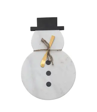 Marble Snowman Shaped Board with Canape Knife