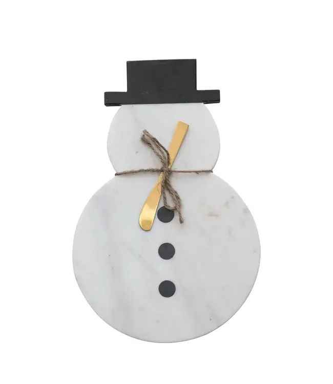Marble Snowman Shaped Board with Canape Knife