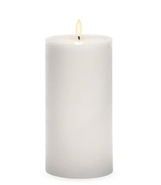 7.75 Inch White LED Wax Pillar Candle with Timer