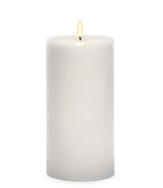 7.75 Inch White LED Wax Pillar Candle with Timer