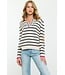 Lydia Collared Striped Knit Sweater