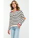 Lydia Collared Striped Knit Sweater