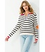 Lydia Collared Striped Knit Sweater