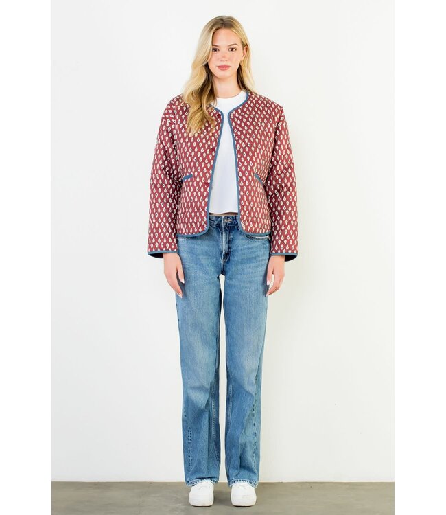 Lydia Print Detailed Quilted Jacket