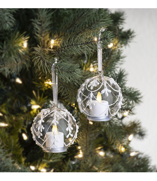 Luxury Lite Glass Holly Ornaments