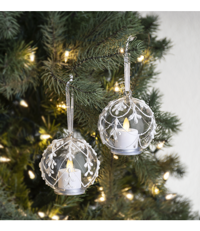 Luxury Lite Glass Holly Ornaments