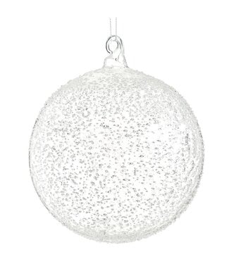 6” Beaded Glass Ball Ornament Clear