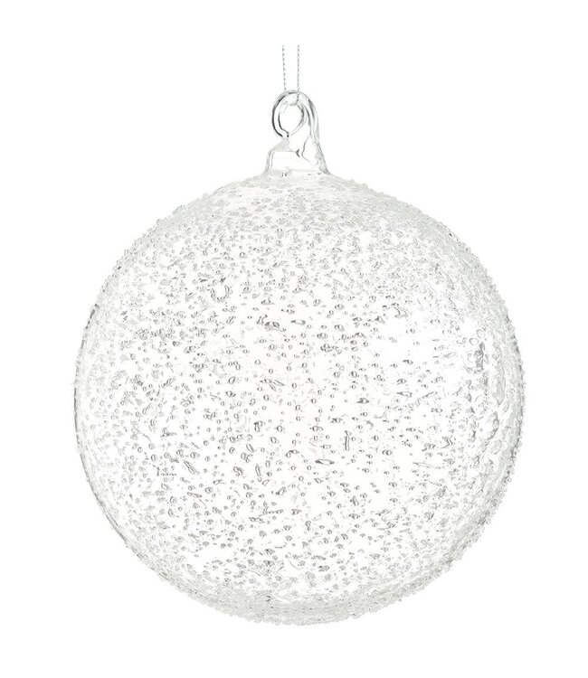 6” Beaded Glass Ball Ornament Clear