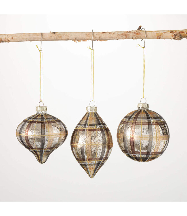 NEUTRAL PLAID ORNAMENT