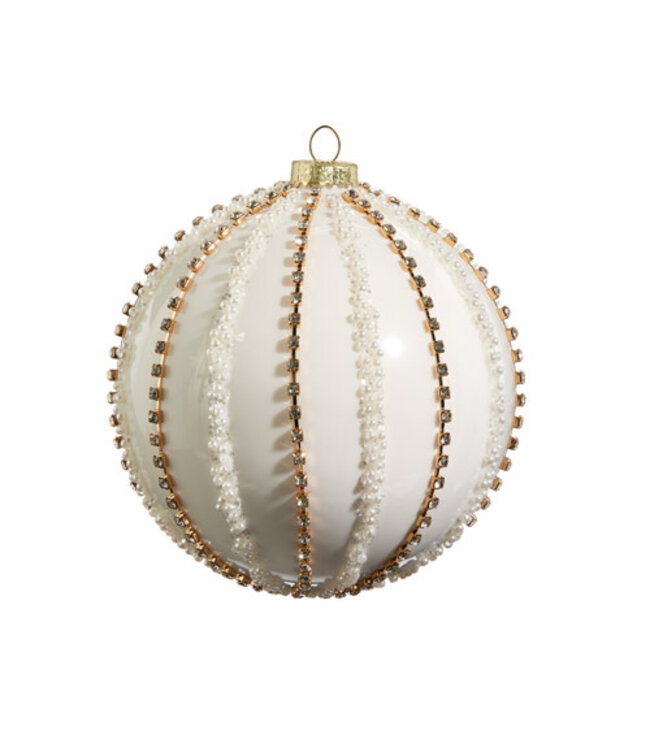 5" Rhinestone and Pearl Ball Ornament