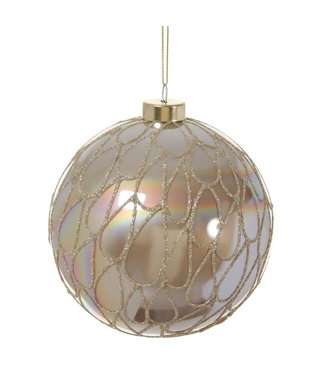 4.75” Glittered Glass Ball Ornament Gold