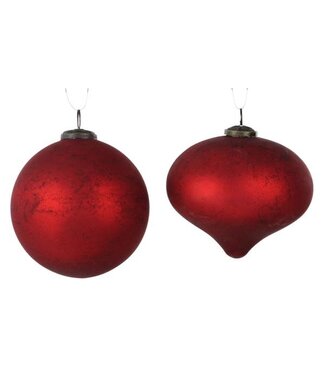 6" Matte Red Rustic Glass Ornament