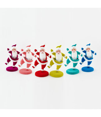 24" Flocked Dancing Santa On Base