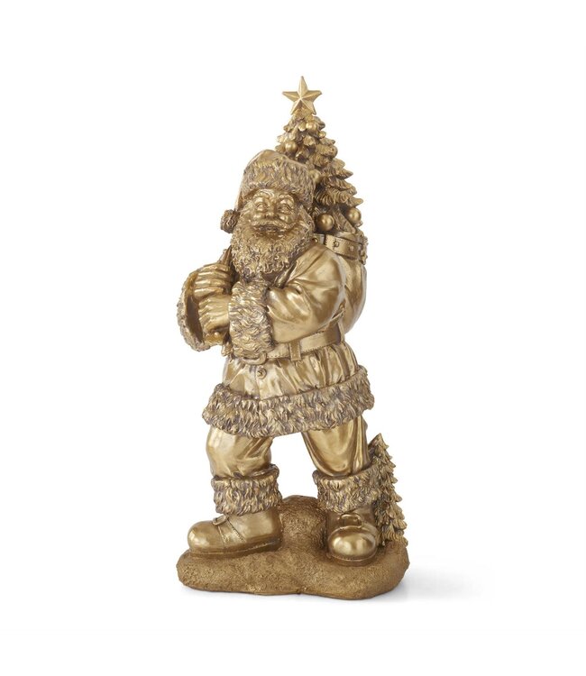 23 Inch Antique Gold Resin Santa