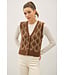 Aiza Argyle Pattern Varsity Style Sweater Vest
