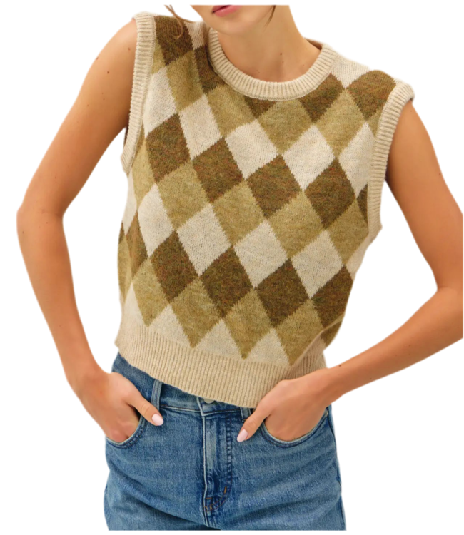 Karyll Argyle Wool Blended Sweater Vest