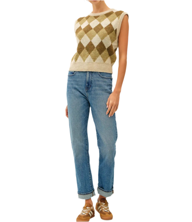 Karyll Argyle Wool Blended Sweater Vest