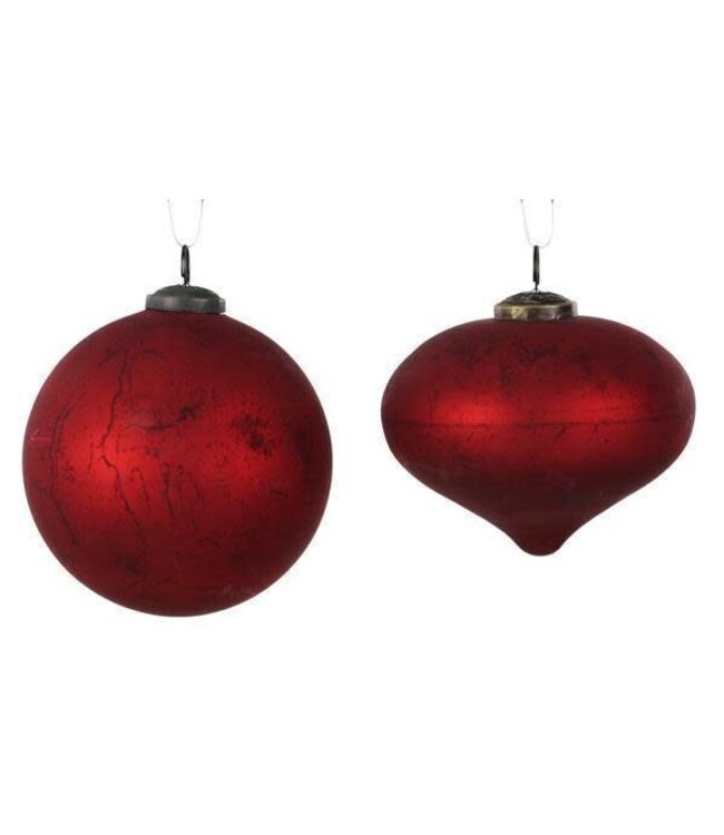 5" Matte Red Rustic Glass Ornament - Sold Individually